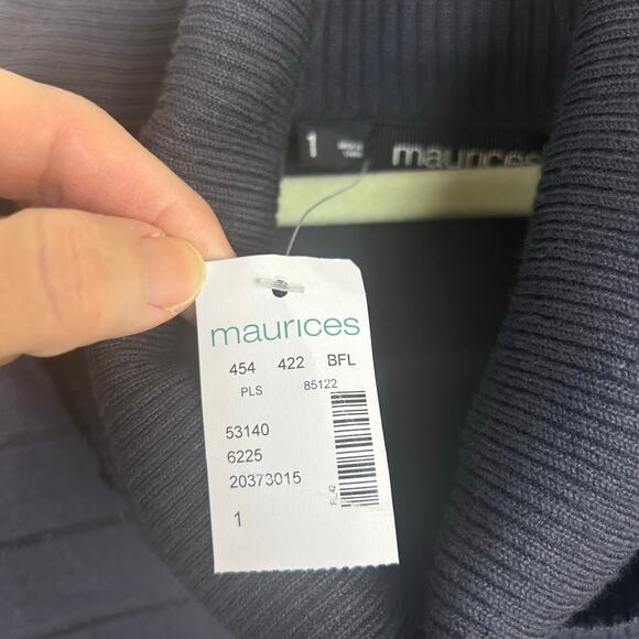 Maurices Cowl Neck Long Sweater Size 1X Gray Ruched Sides NEW - Picture 3 of 7